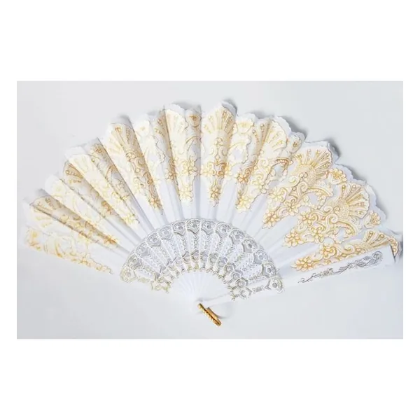 Ventaglio in pizzo bianco e oro, campione di produzione