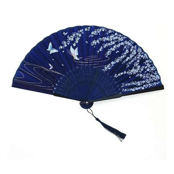 Ventaglio in bambù personalizzato, farfalle blu notte