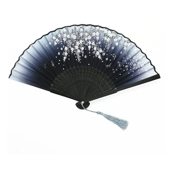 Ventaglio in bambù personalizzato, farfalle lavanda, stecche nere, grafica 2