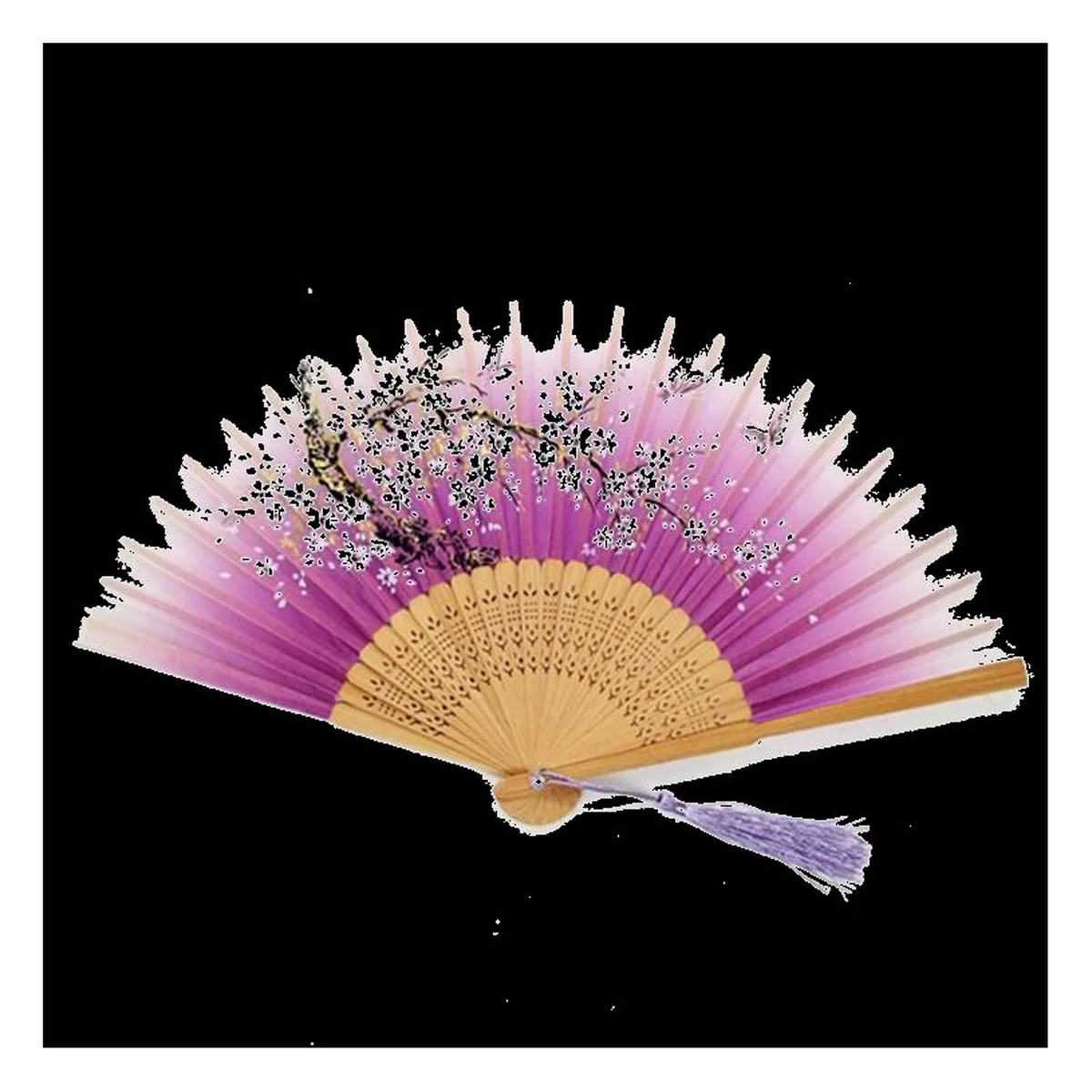 Ventaglio in bambù personalizzato, sfumato viola fiori di susino, personalizzato con il tuo logo