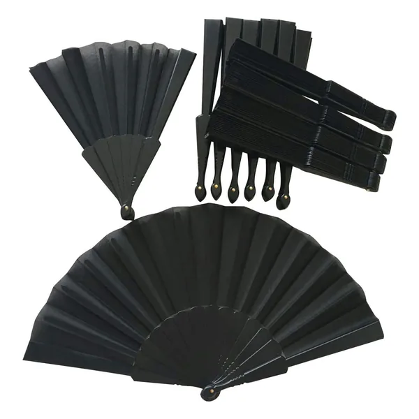 Ventaglio in carta nero personalizzato 42 cm, con sacchetto, grafica 4
