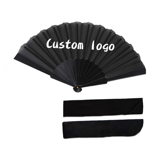 Ventaglio in carta nero personalizzato 42 cm, con sacchetto