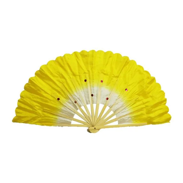 Ventaglio da danza in seta personalizzato, smeraldo, paillettes, grafica 2