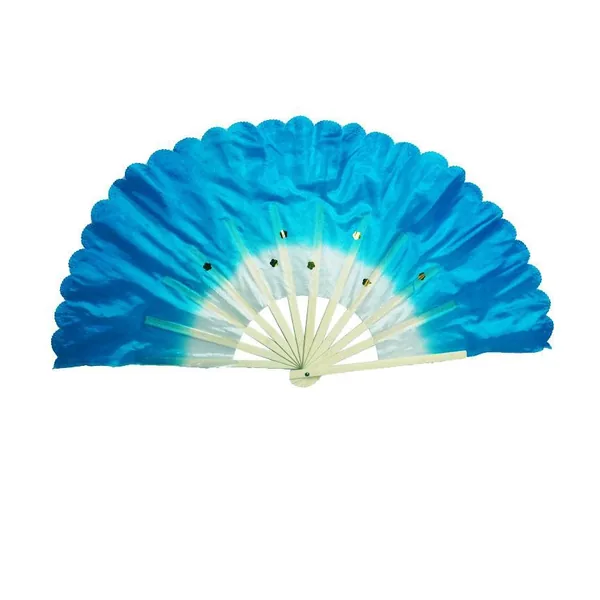 Ventaglio da danza in seta personalizzato, smeraldo, paillettes, grafica 4