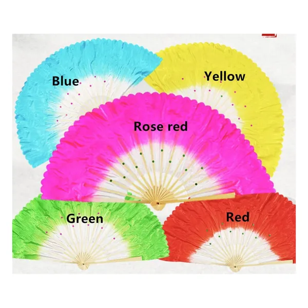 Ventaglio da danza in seta personalizzato, smeraldo, paillettes, grafica di stock 5