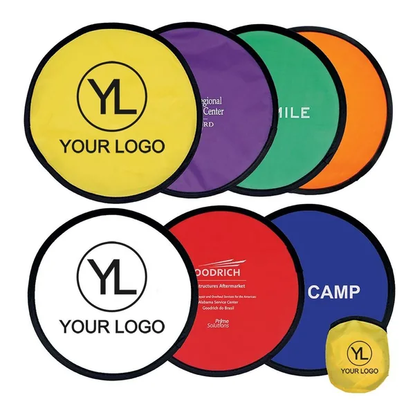 Ventaglio disco pieghevole personalizzato, nylon, stampa a tutta superficie, grafica 3