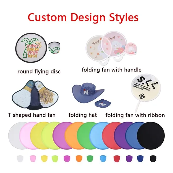 Ventaglio disco pieghevole personalizzato, nylon, stampa a tutta superficie, grafica di stock 5