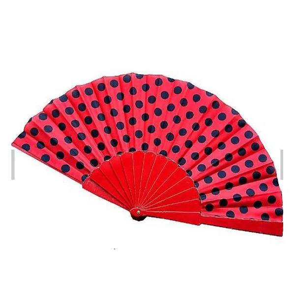 Ventaglio flamenco, rosso a pois neri