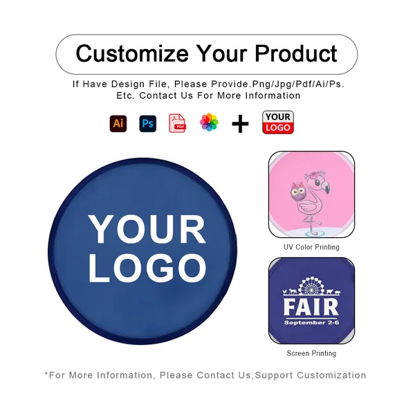 Ventaglio frisbee personalizzato, nylon rotondo, custodia tascabile, grafica 3