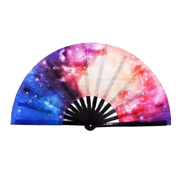 Ventaglio grande personalizzato 33 cm, pois disco, grafica 3