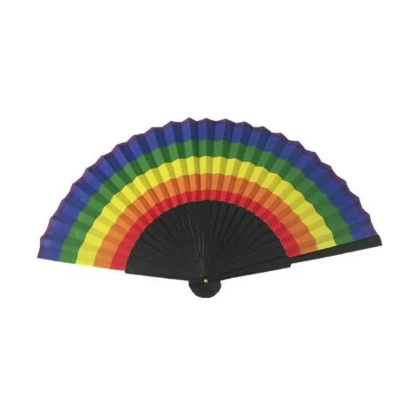 Ventaglio in legno arcobaleno, stecche nere