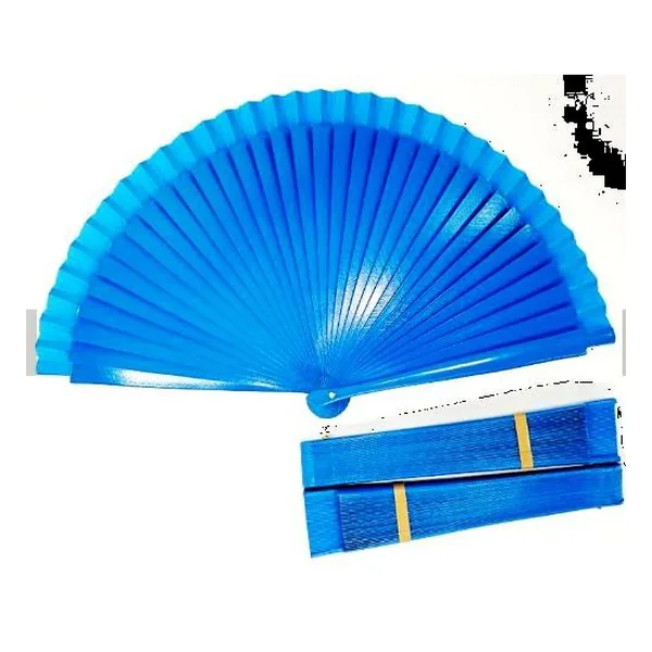 Ventaglio in legno bicolore personalizzato, giallo e blu, grafica di stock 5
