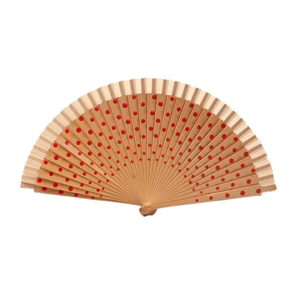 Ventaglio in legno stampato personalizzato, floreale crema, grafica 3