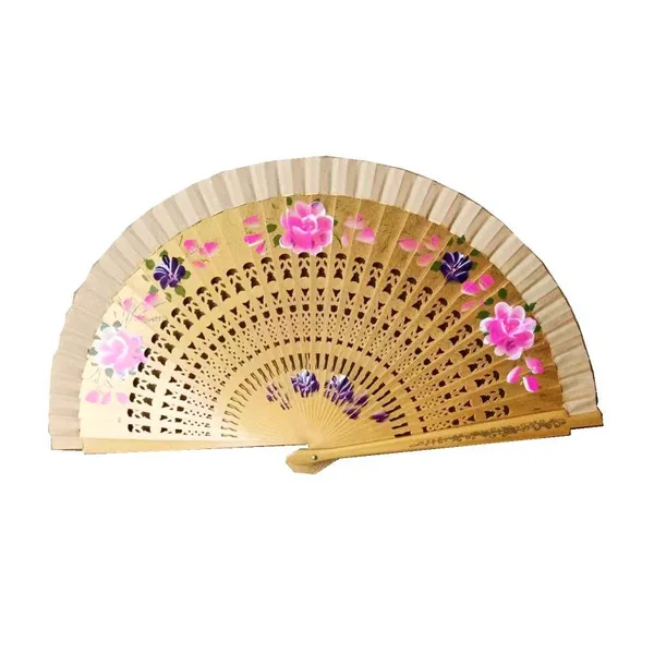 Ventaglio in legno traforato 23 cm, motivo floreale, grafica 4