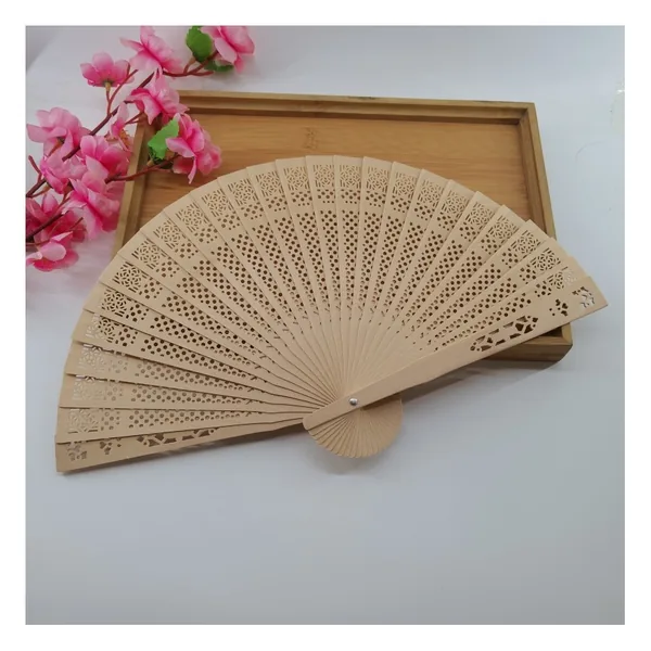 Ventaglio in legno traforato personalizzato, pale intagliate, grafica 4