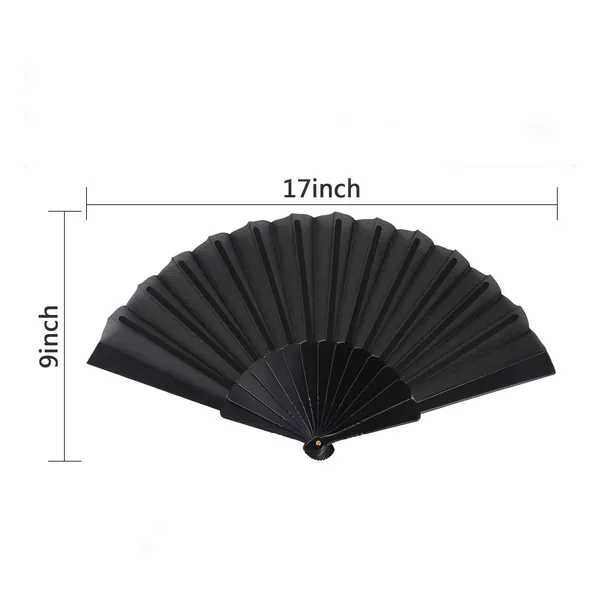 Ventaglio nero personalizzato 42 cm, stecche di bambù, formato evento, grafica 2
