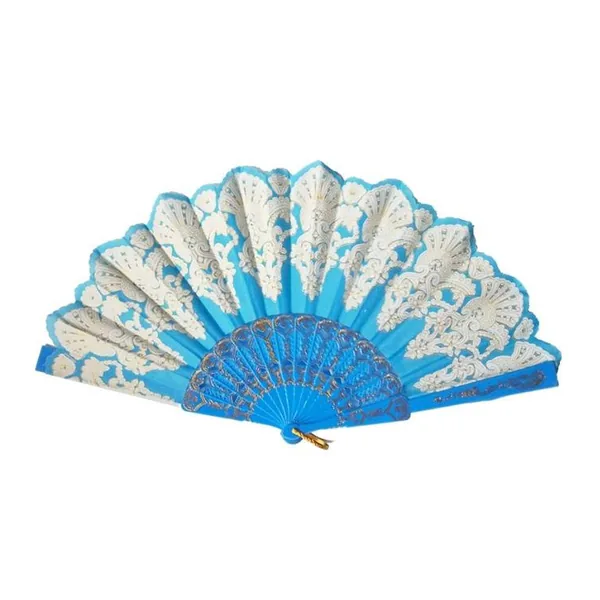 Ventaglio di paillettes personalizzato, pavone blu ricamato, grafica 4