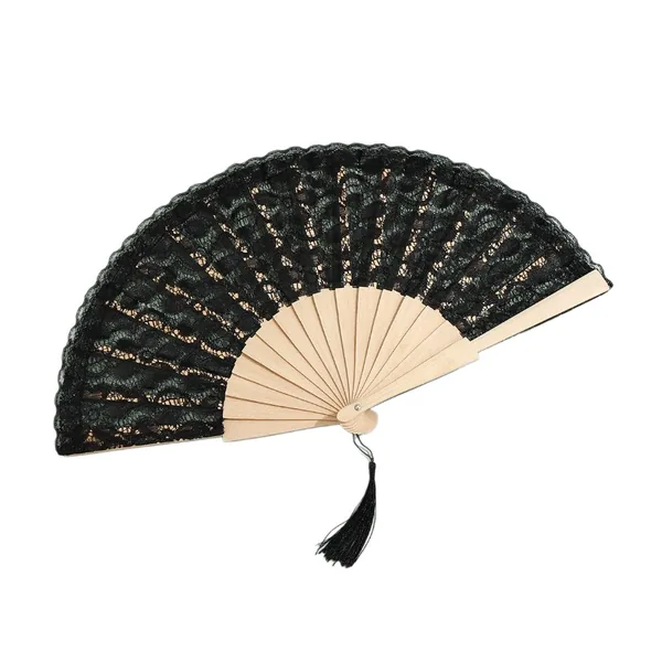 Ventaglio in pizzo personalizzato con nappa, legno, 9 colori, grafica 4