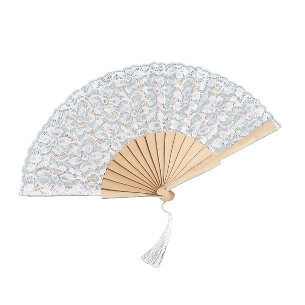 Ventaglio in pizzo personalizzato con nappa, legno, 9 colori, grafica di stock 5