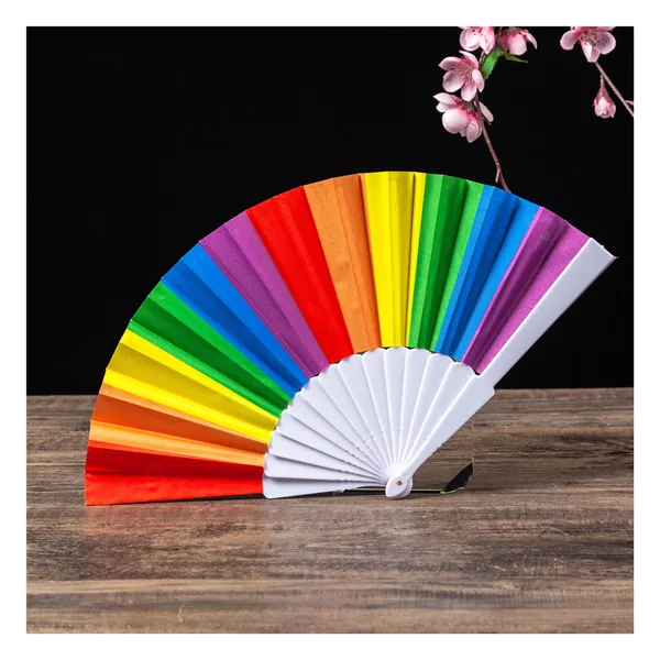 Ventaglio in plastica personalizzato 23 cm, 12 colori tinta unita, grafica di stock 5