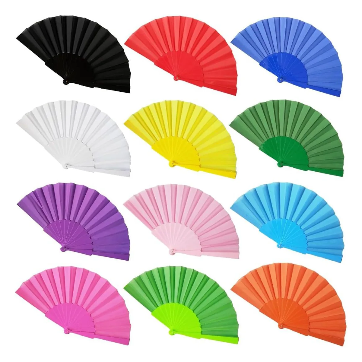 Ventaglio in plastica personalizzato 23 cm, 12 colori tinta unita, personalizzato con il tuo logo