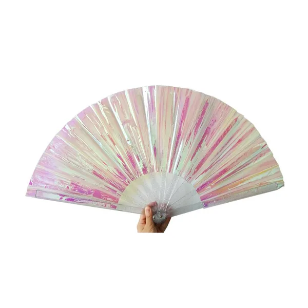 Ventaglio in PVC personalizzato 33 cm, lilla perlato, glitter, grafica 4