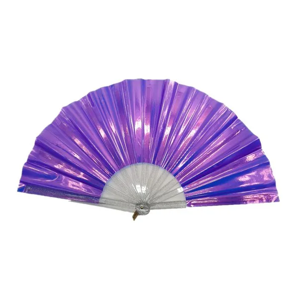 Ventaglio in PVC personalizzato 33 cm, lilla perlato, glitter