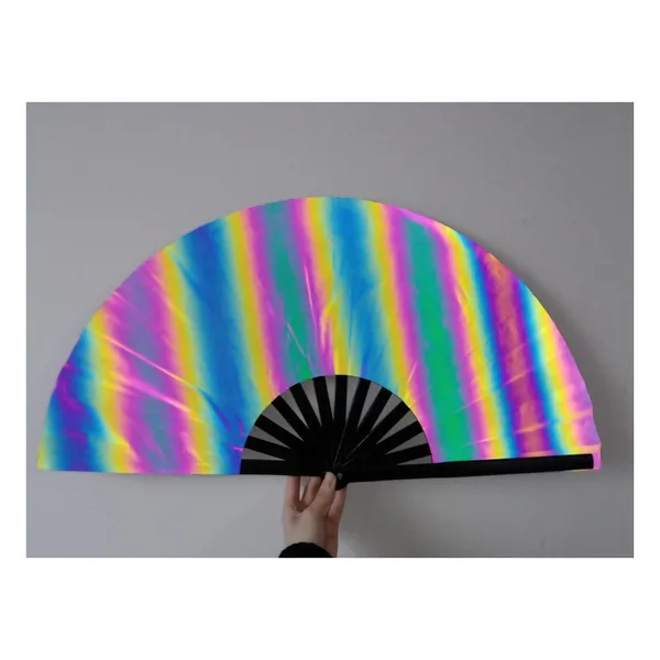 Ventaglio riflettente personalizzato 33 cm, righe arcobaleno