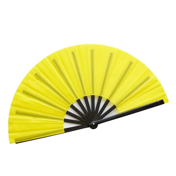 Ventaglio tinta unita personalizzato 33 cm, giallo, stecche nere