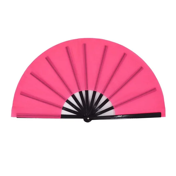 Ventaglio tinta unita personalizzato 33 cm, rosa, stecche nere