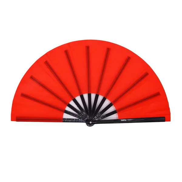 Ventaglio tinta unita personalizzato 33 cm, rosso, stecche nere
