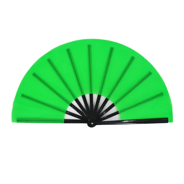 Ventaglio tinta unita personalizzato 33 cm, verde, stecche nere